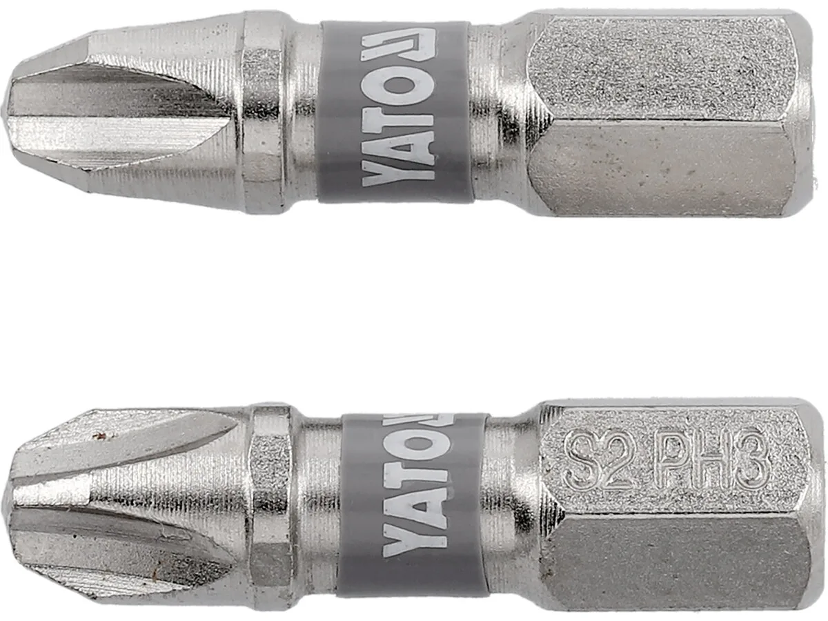 Насадка викруткова PH3×25 мм. HEX 1/4" нікельована, 2 уп/шт., YATO