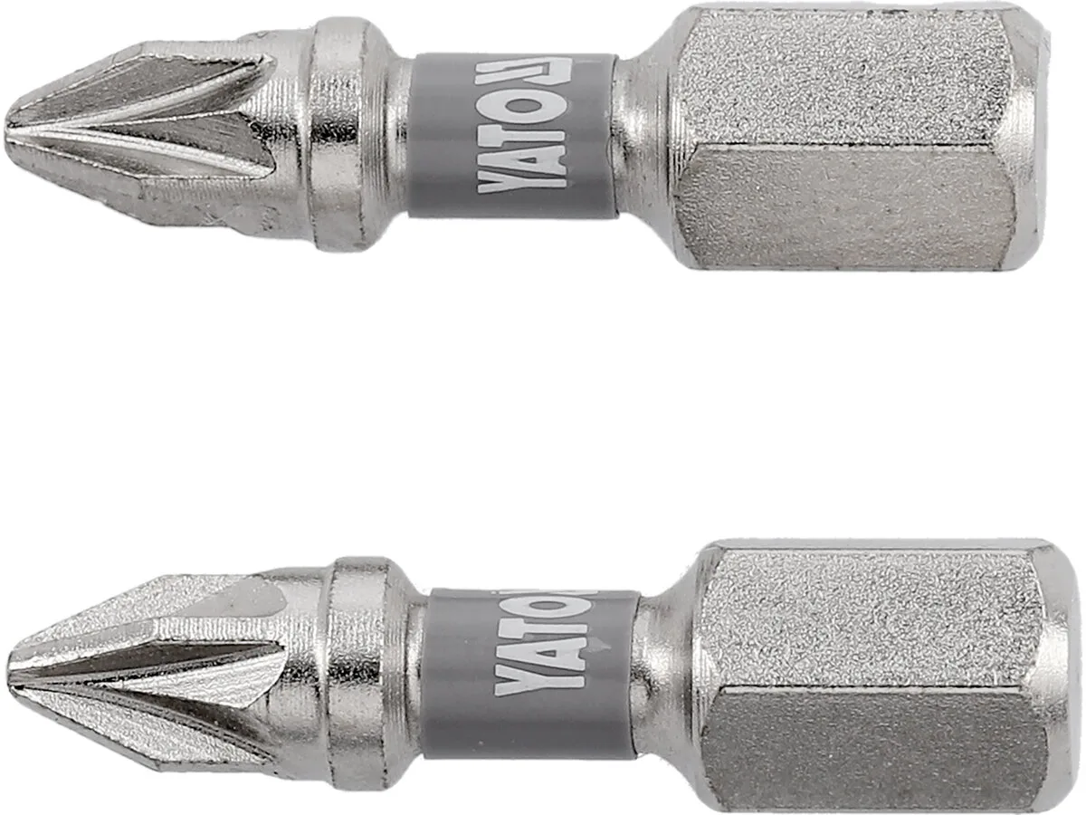 Насадка викруткова PZ1×25 мм. HEX 1/4", покрита нікелем, 2 шт., YATO