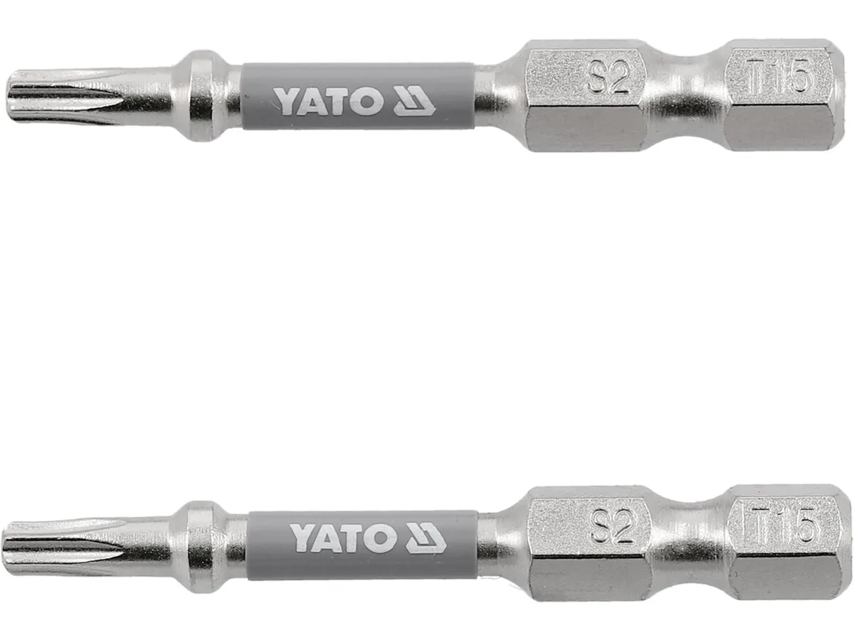 Насадка викруткова TORX T15×50 мм. HEX 1/4", нікель, 2 шт., YATO
