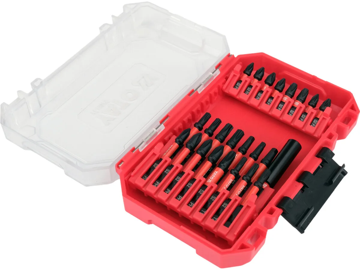 Біти ударні набір PH, PZ, SQ, Torx, адаптер з шпинделем 6-гранним 1/4", 24 шт., YATO