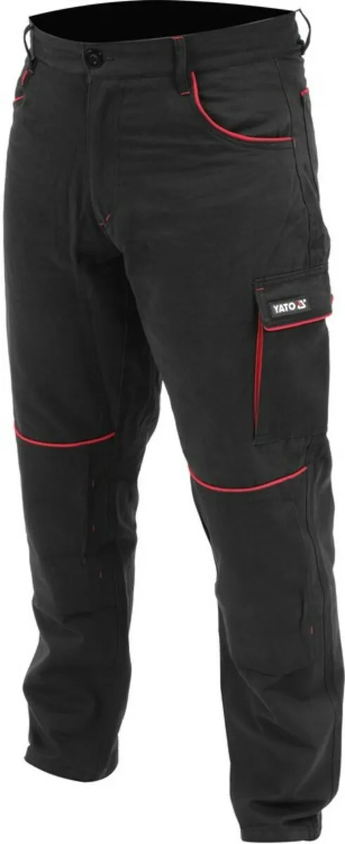 Штани робочі COMFY YATO, чорно-червоні, 7 кишень, 100% бавовна