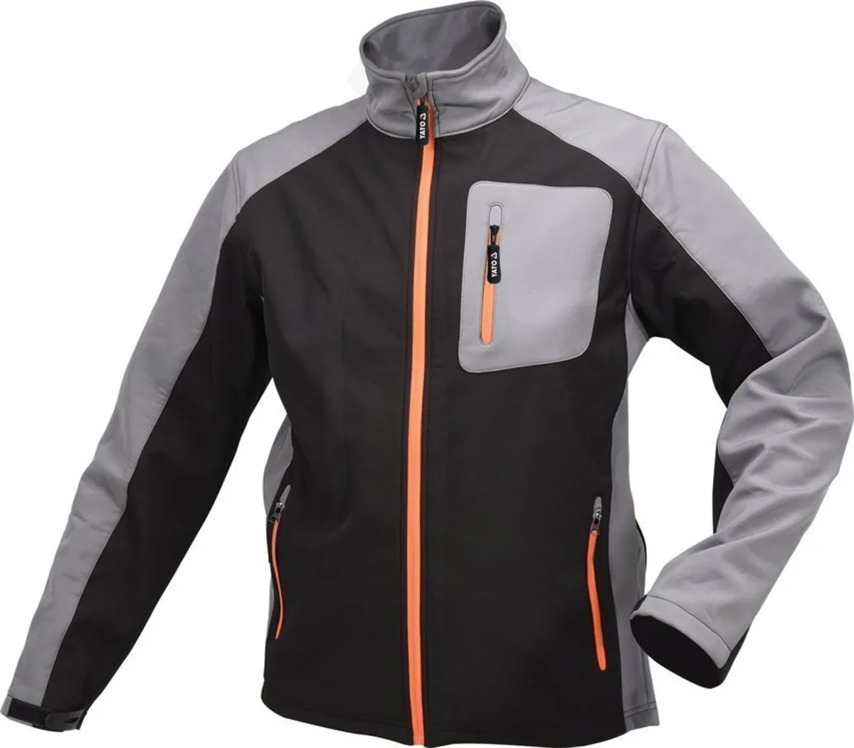 Куртка робоча SOFTSHELL YATO, чорно-сіра, 3 кишені, 96% поліестер і 4% спандекс