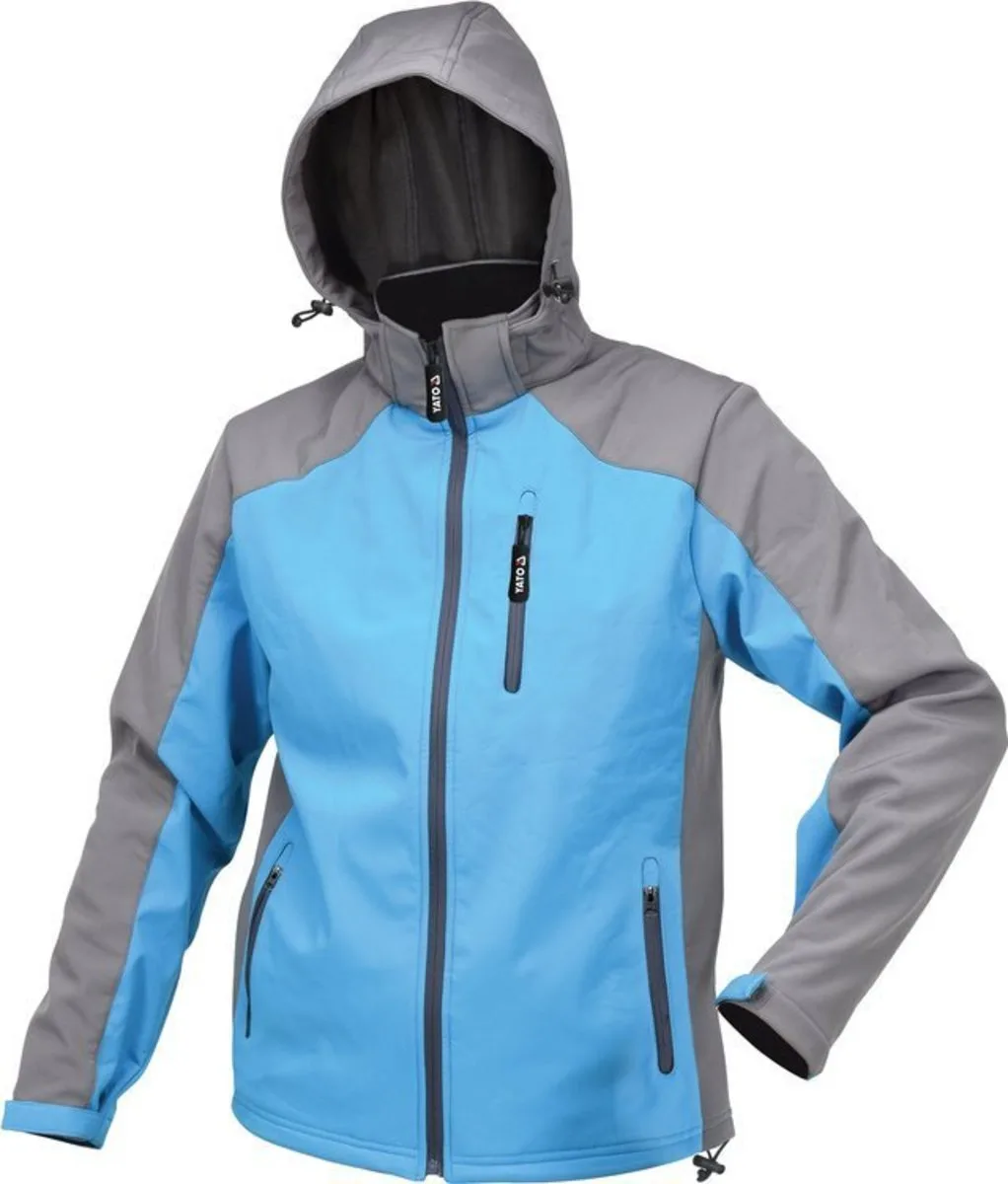 Куртка робоча SOFTSHELL з прикріп капюшоном розм XXXL, синьо-сіра, 3 кише, 96% поліес і 4%, YATO