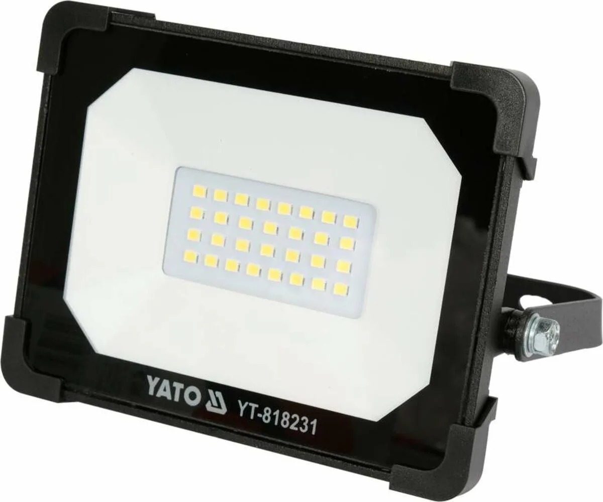 Прожектор з SMD-діодним випромінювачем: 20 Вт, 230В, 1900 Лм, 30 діодів, 140×124.5×32 мм, YATO