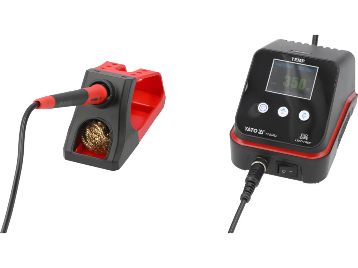Паяльна станція мережева 110-230 V; Р= 192 Вт, t°= 90-500°С, жало тип C245, LCD табло, YATO