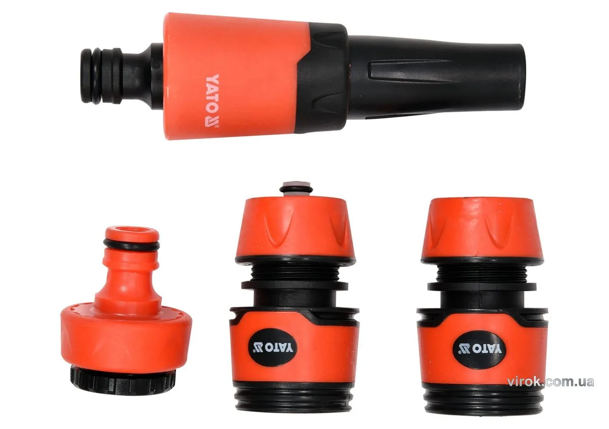 Зрошувач прямий з набором з'єднань 1/2", 3/4", ABS-пластик, 4 шт, YATO